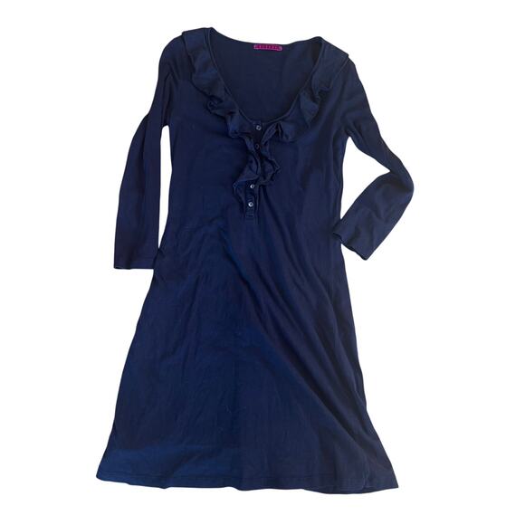 Velvet by Graham & Spencer Dress Black Long sleeve button 100% cotton sz Small S - Picture 1 of 9